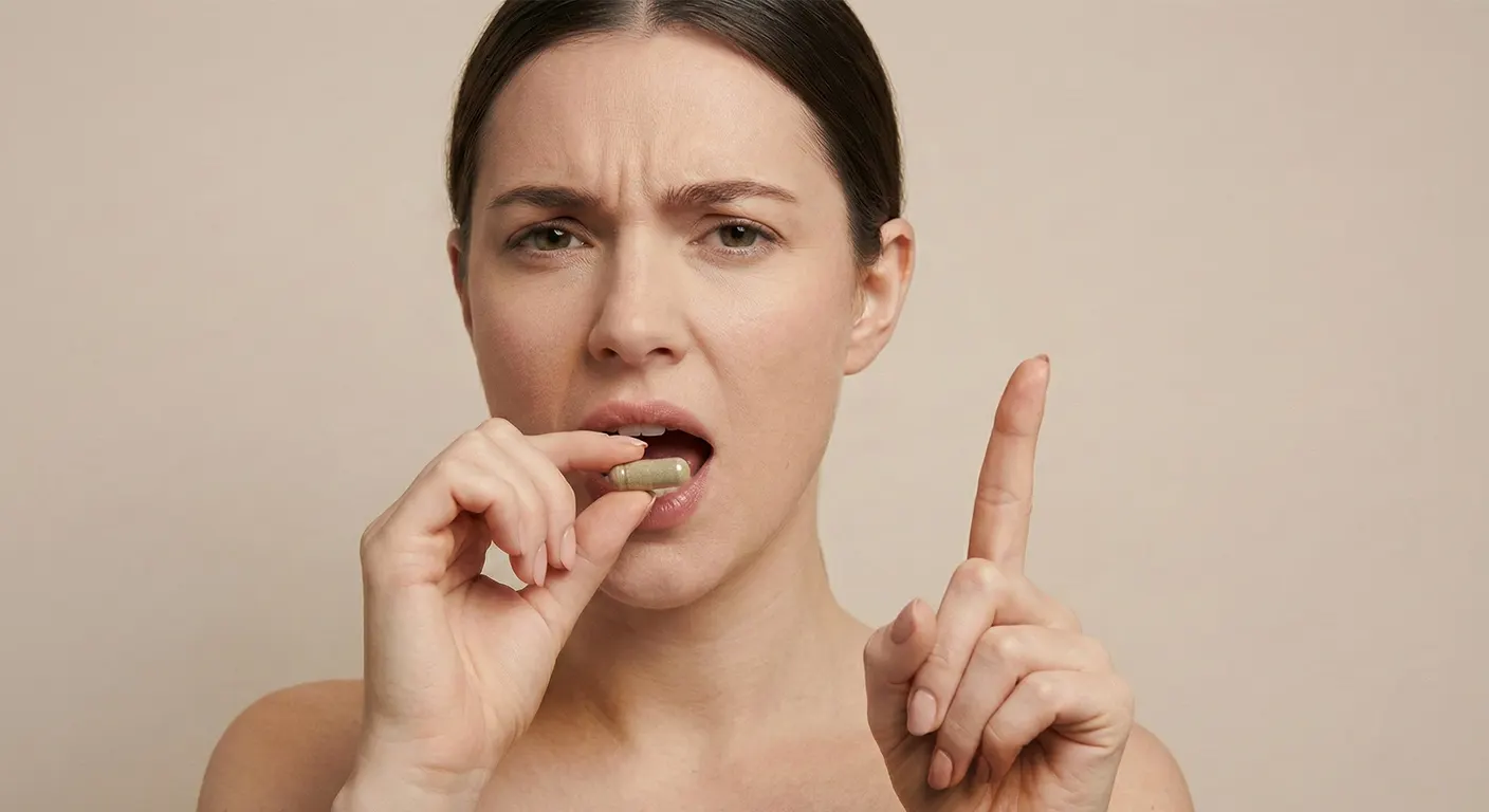 Žena upozorňující na situace, kdy není vhodné doplněk Úleva od stresu užívat